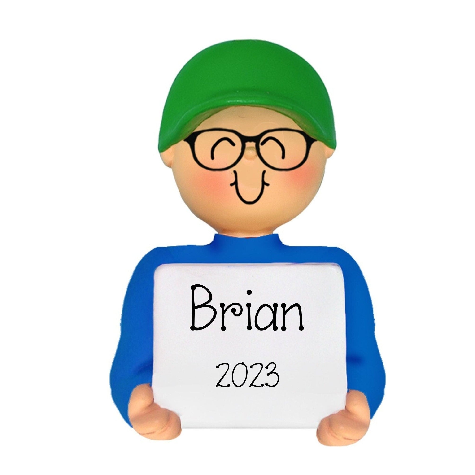 Personalized Boy Eyeglasses Ornament ~ Teen Ornament for Kids ~ Male Eyeglass Ornament