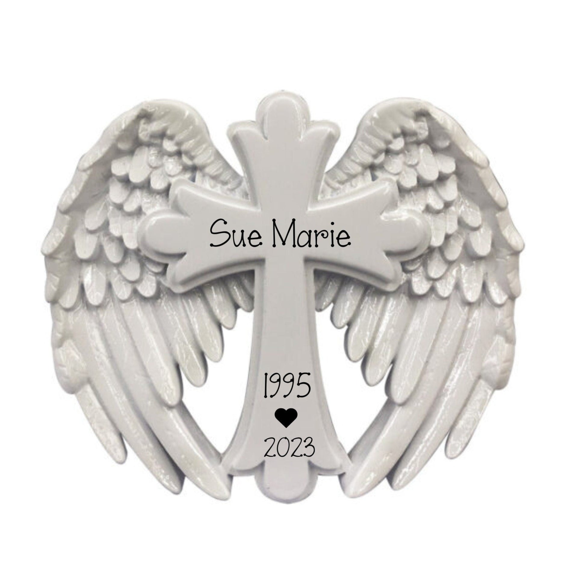 Personalized Memorial Christmas Ornament ~ In Loving Memory of Loved One ~ Angel Wings Personalized Cross Ornament ~ In Memory of Ornament