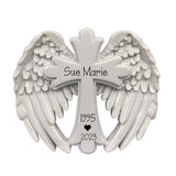 Personalized Memorial Christmas Ornament ~ In Loving Memory of Loved One ~ Angel Wings Personalized Cross Ornament ~ In Memory of Ornament