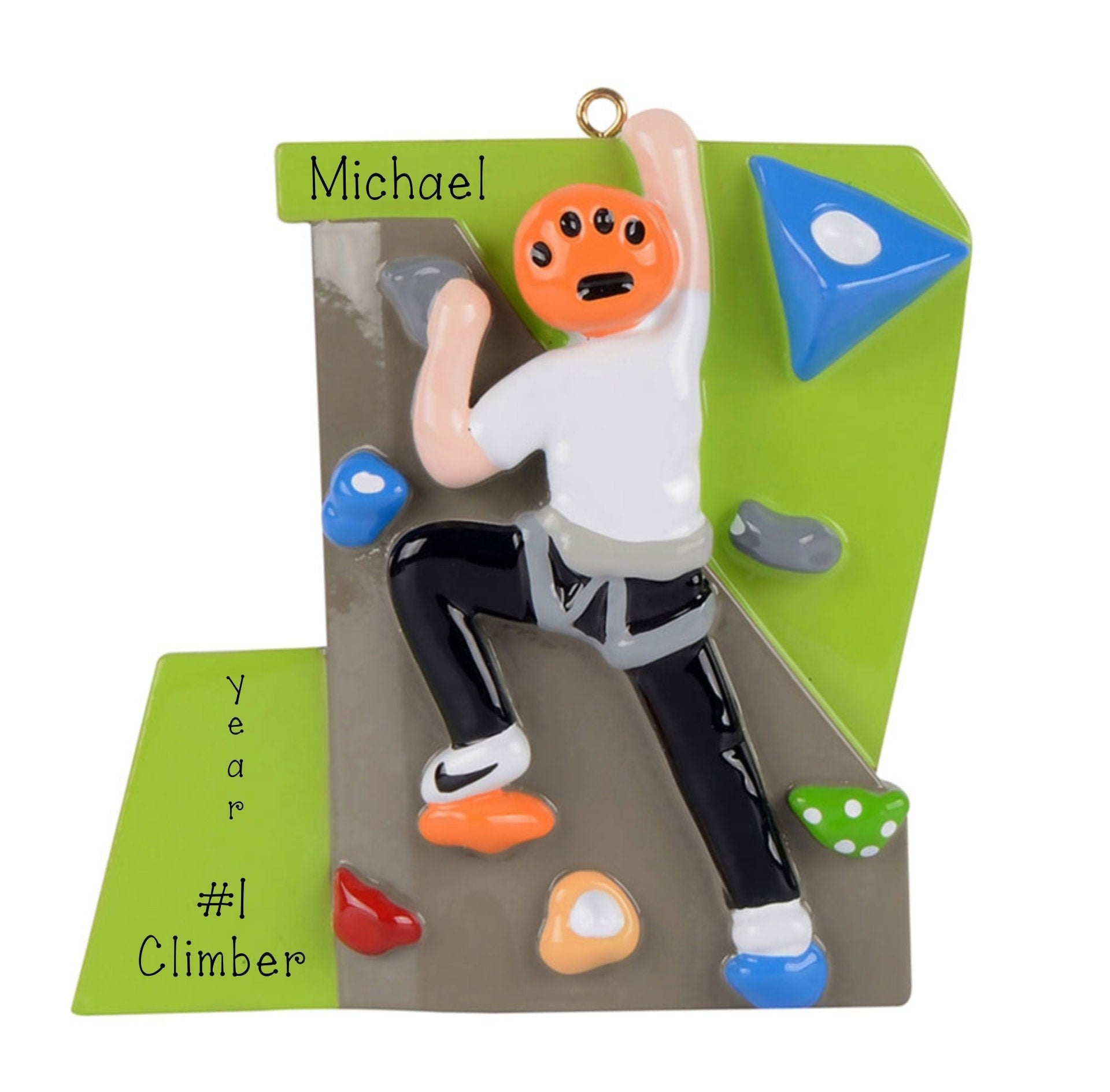 Personalized Male ROCK CLIMBER ~ Rock Climbing ~ Mountain Climbing ~ Hand Personalized Ornament ~ Rock Wall Climbing ~ Christmas Ornaments