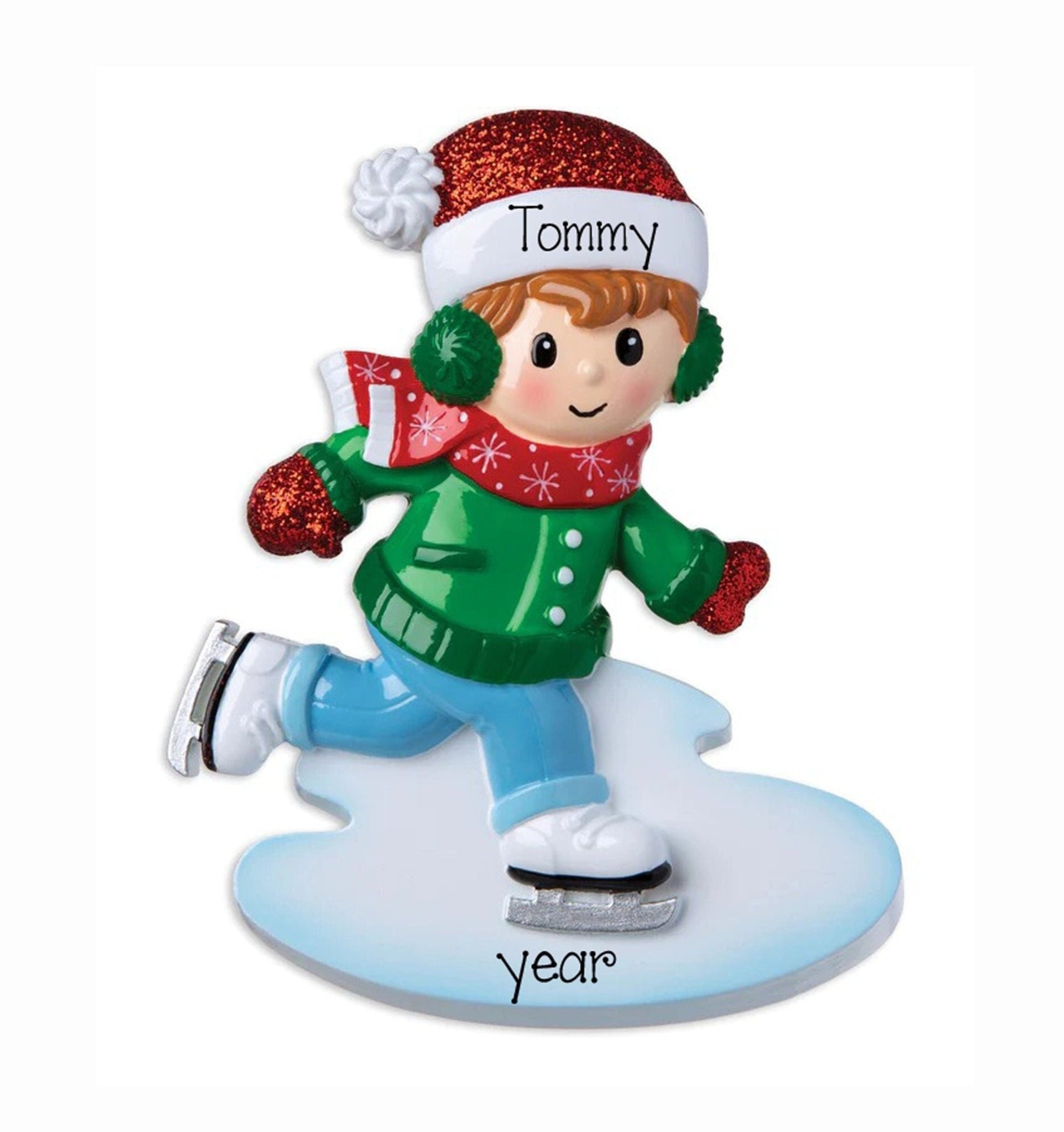 Boy Ice Skate Ornament~Christmas Ornament~Hand Personalized Ornament~Personalized Gifts~Winter Ornament~Ice Skating Ornament