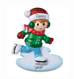 Boy Ice Skate Ornament~Christmas Ornament~Hand Personalized Ornament~Personalized Gifts~Winter Ornament~Ice Skating Ornament