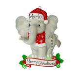 Personalized Elephant Ornament for Christmas Tree ~ Elephant Christmas Ornament ~ Elephant Gifts ~ Santa Hat Elephant ~ Personalized Gift