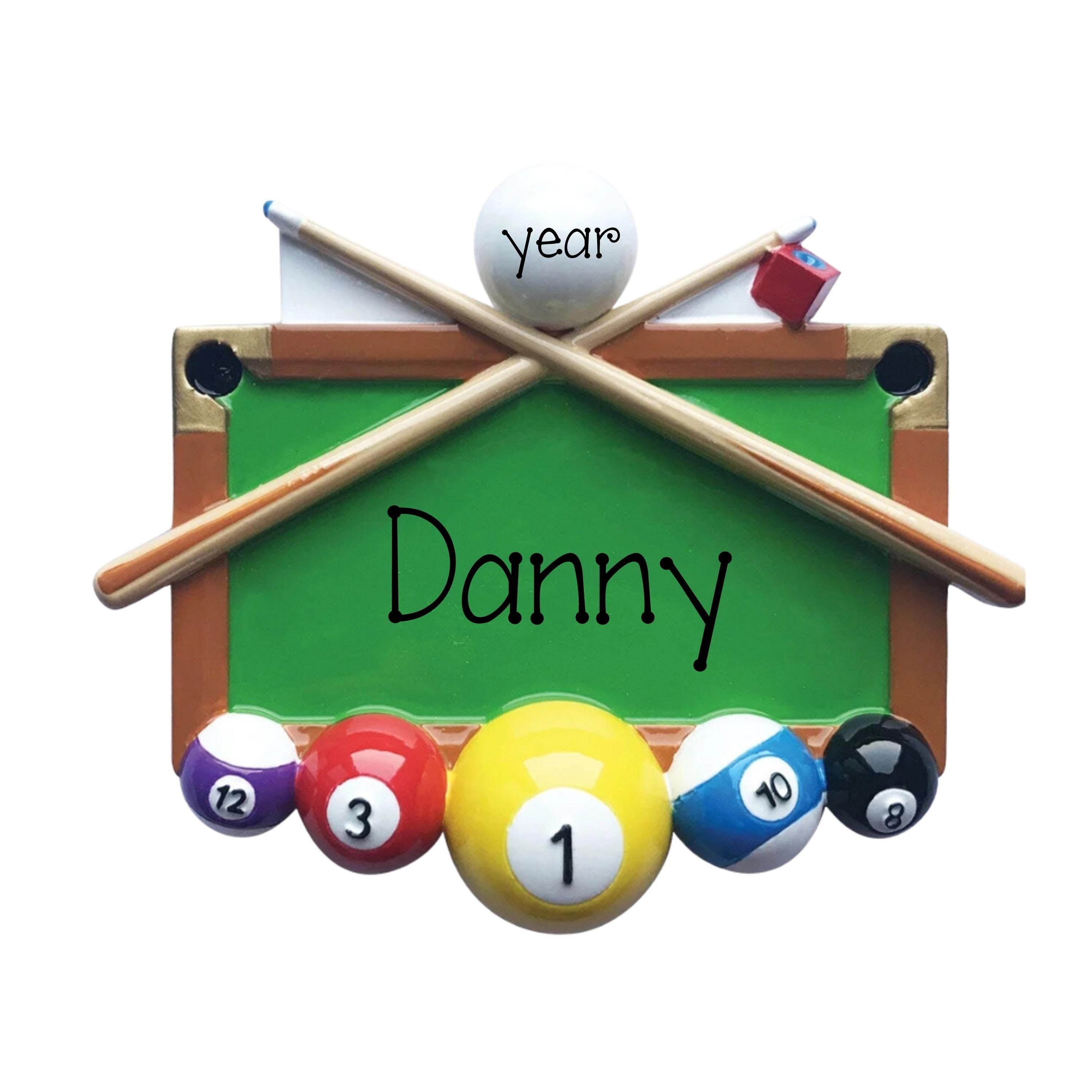 Personalized Pool Table Ornament ~ Billiards Christmas Ornament ~ Game Ornament ~ Gift for Pool Players ~ Game Night~Gift For Billiard Lover