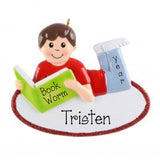Personalized Boy Reading  Christmas Ornament