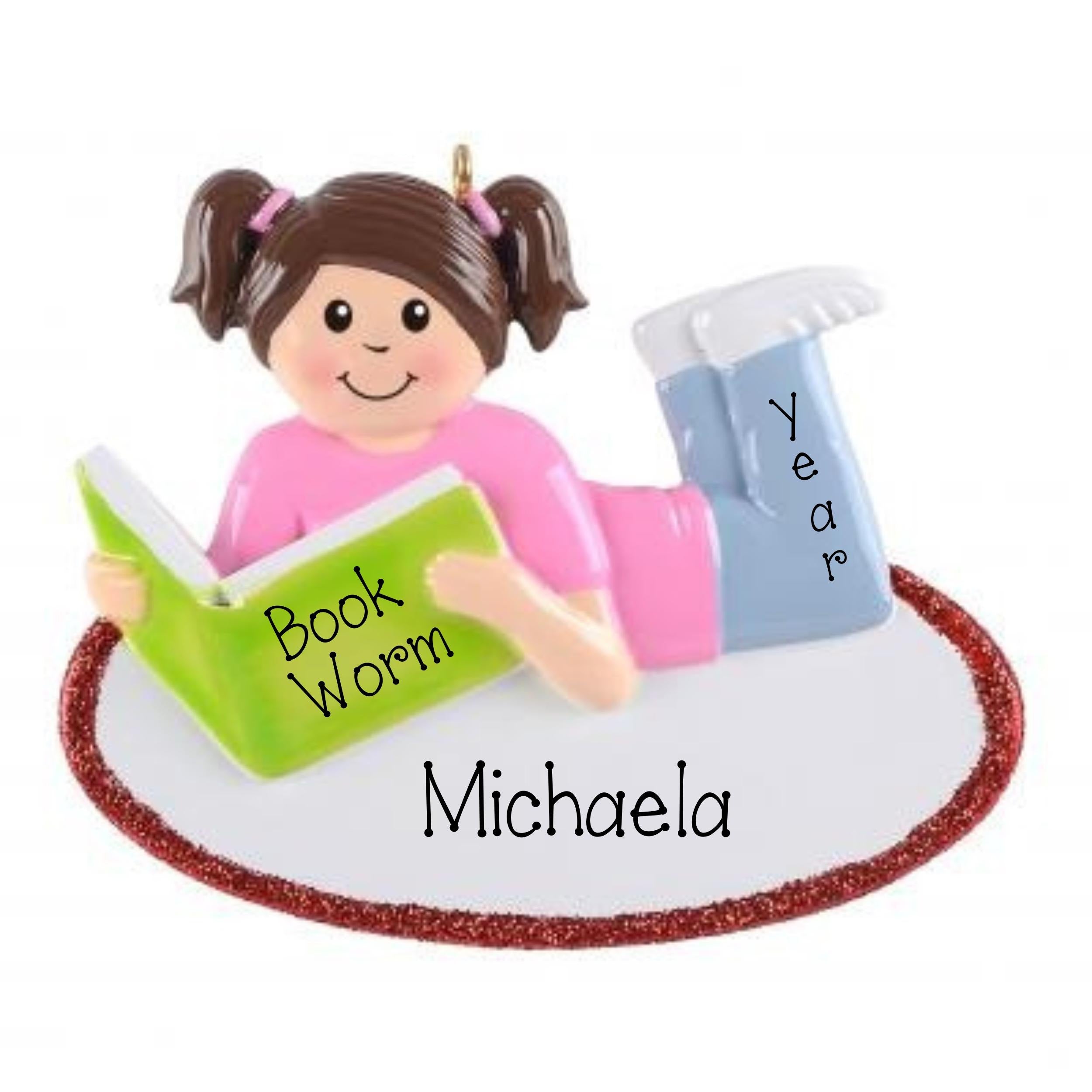 Personalized Girl Reading Christmas Ornament