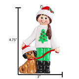 Personalized Girl and Brown Dog Christmas Ornament ~ Brown Puppy Personalized Pet Ornament ~ A Girl and her Dog Ornament ~ Dog Mom Ornament
