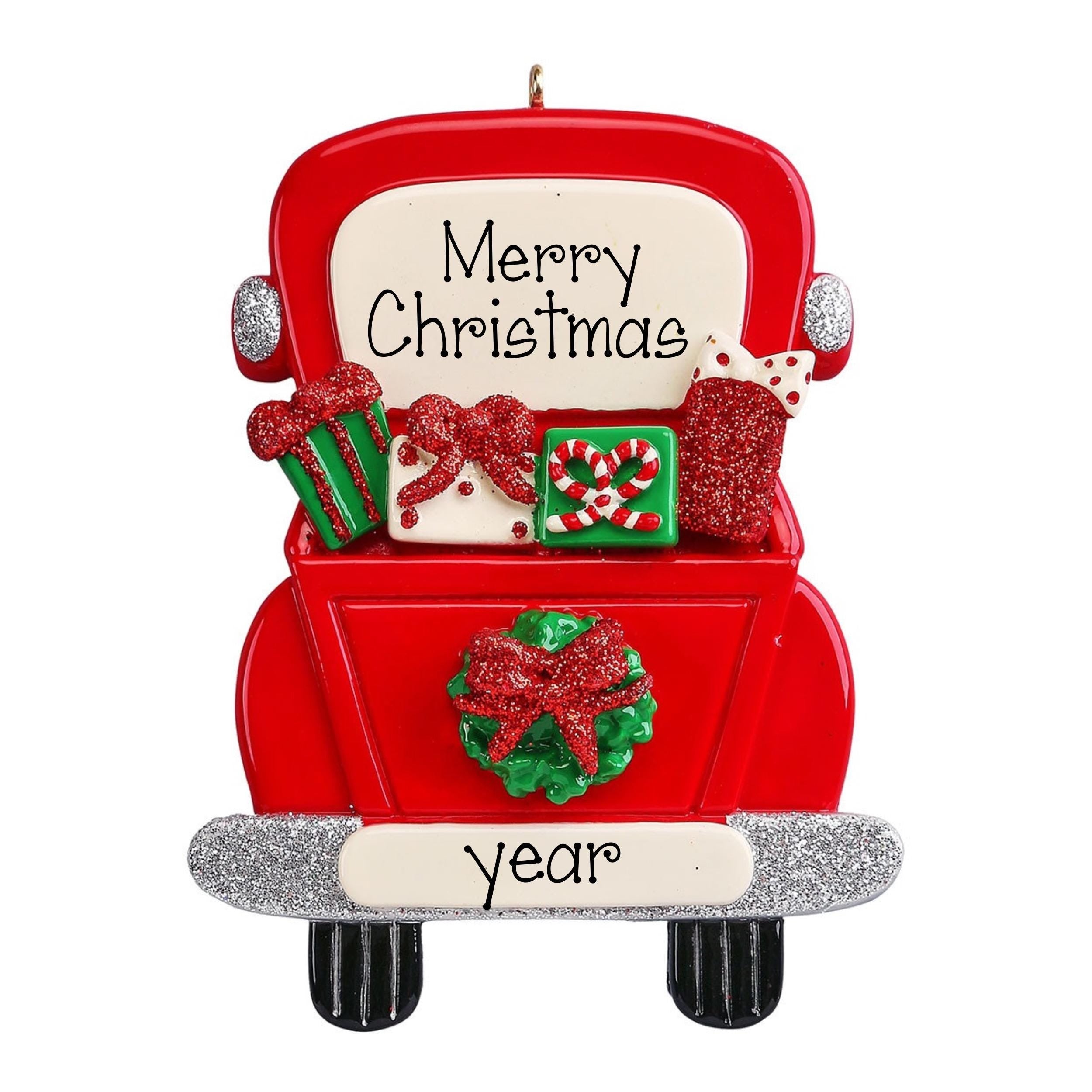 Personalized Christmas Red Truck with Presents Ornament