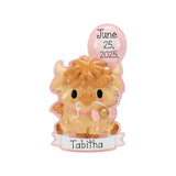 Personalized Baby Girl Highland Cow Ornament~Highland Cow Ornament~Baby's 1st Christmas Ornament ~Baby Shower Gift~Baby Girl 1st Christmas