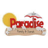 Paradise Personalized Christmas Ornament~Beach Ornament~Tropical Vacation for Beach Lover~Couples Tropical Beach Vacation
