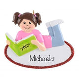Personalized Girl Reading Christmas Ornament