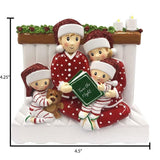 Reading In Bed Family of 4 Personalized Christmas Ornament ~ Family Of 4 Christmas Ornament ~ Personalized Family Gifts ~ Christmas Family