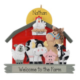 Red Barn Personalized Christmas Ornament ~ Barn With Farm Animals
