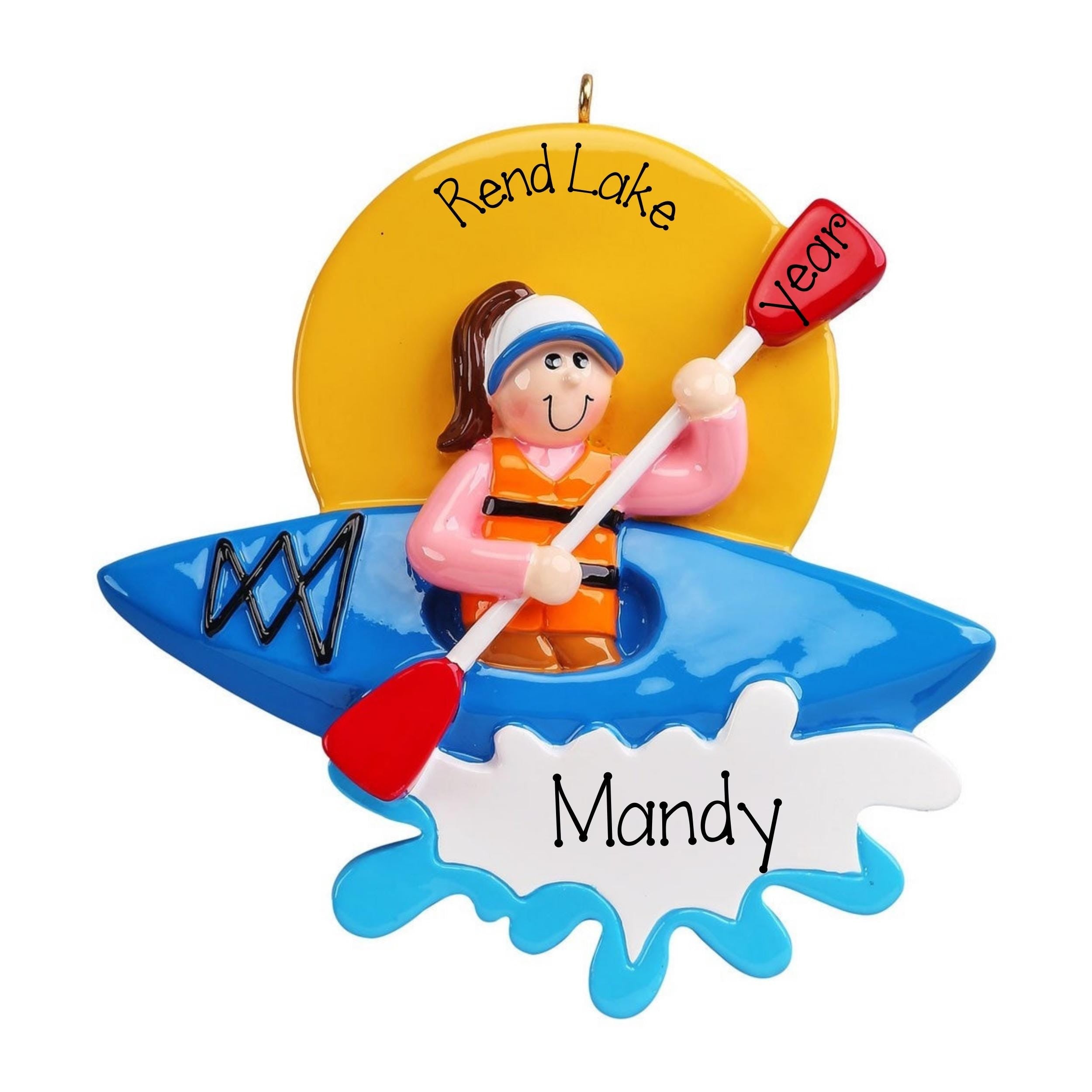 Personalized Kayak Ornament ~ Kayak Themed Gifts ~ Personalized Camping Ornaments ~ Lake Ornaments ~ Kayaking Girl ~ Personalized Gifts