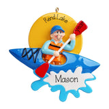 Personalized Male Kayak Ornament ~ Personalized Camping Ornaments ~ Lake Ornaments