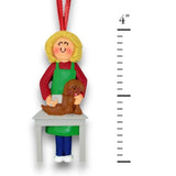 Personalized Dog Groomer Ornament ~ Gifts for Dog Groomers ~ Blonde Female Groomer ~ Personalized Female Dog Groomer Ornament