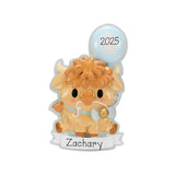 Personalized Baby Boy Highland Cow Ornament ~ Highland Cow Ornament ~ Baby's 1st Christmas Ornament ~Baby Shower Gift~Baby Boy 1st Christmas