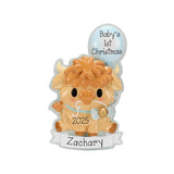 Personalized Baby Boy Highland Cow Ornament ~ Highland Cow Ornament ~ Baby's 1st Christmas Ornament ~Baby Shower Gift~Baby Boy 1st Christmas