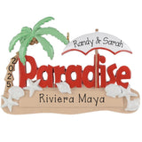 Paradise Personalized Christmas Ornament~Beach Ornament~Tropical Vacation for Beach Lover~Couples Tropical Beach Vacation
