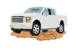 Personalized White Pick-Up Truck Christmas Ornament ~ White Truck Ornament ~ Grandpa's Truck ~ New Truck~New Driver~Dad's Truck ~ 4x4 Truck