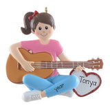 Female Guitar Player Ornament ~ Instrument Lover ~ Girl learning to play Guitar ~ Guitar Personalized Ornament ~ Female Musician Ornament