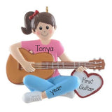 Female Guitar Player Ornament ~ Instrument Lover ~ Girl learning to play Guitar ~ Guitar Personalized Ornament ~ Female Musician Ornament