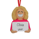 Blonde Girl with Braces Personalized Christmas Ornament ~ Brace Face ~ Orthodontist ~ Tin is In ~ Metal Mouth ~ Perfect Smile