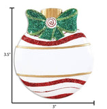 Green Glitter Bow Christmas Ball Ornament