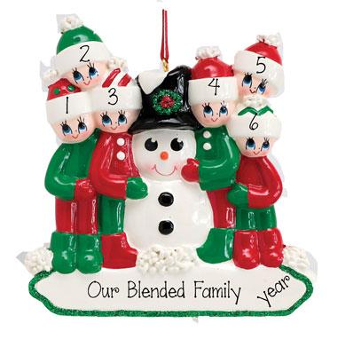 BUILDING A SNOWMAN Family of 6~Personalized ornament