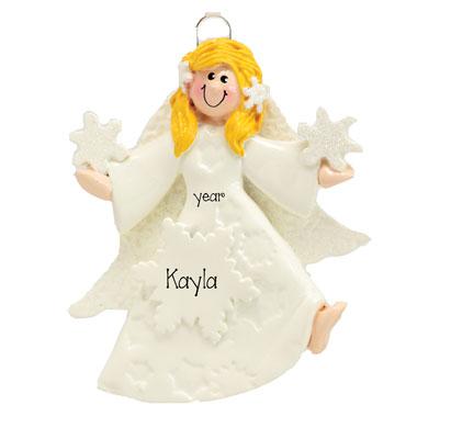 Blonde ANGEL w/ GOWN ~Personalized Christmas Ornament