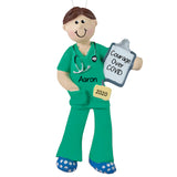 MALE NURSE in Green Scrubs~Personalized Christmas Ornament