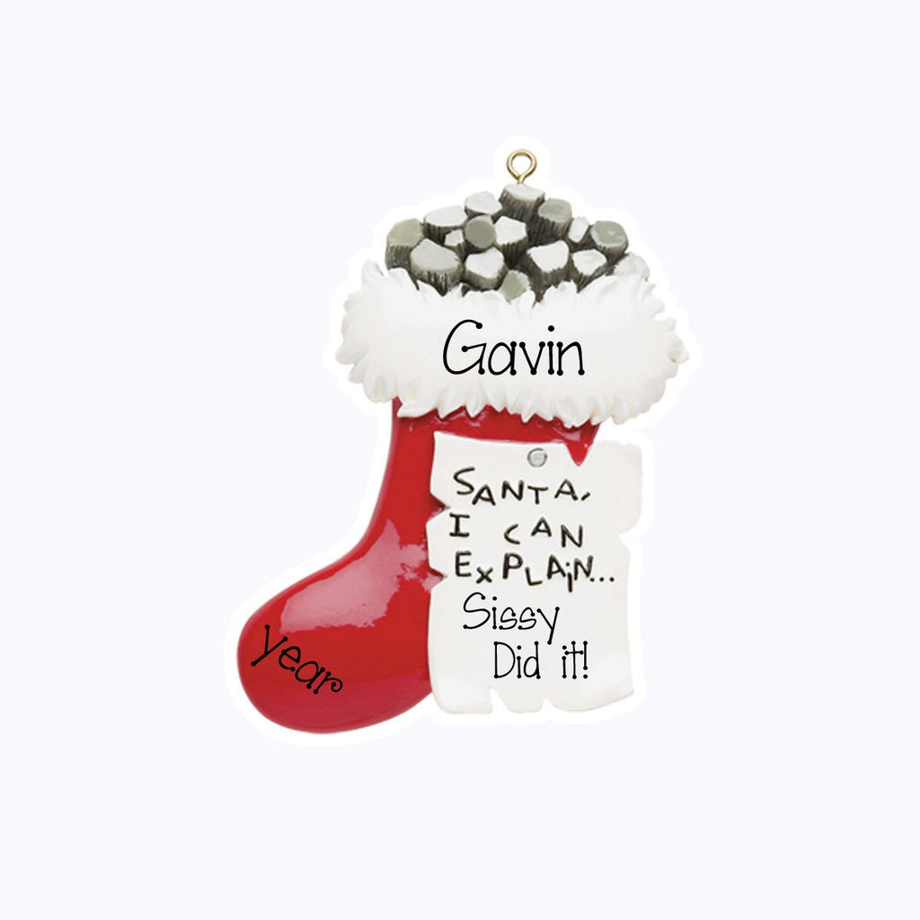 Coal in the stocking Personalized Ornaments
