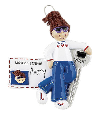 NEW DRIVER'S LICENSE for Brunette FEMALE - Ornament