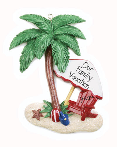 Family Vacation Palm Tree-Personalized Christmas Ornament