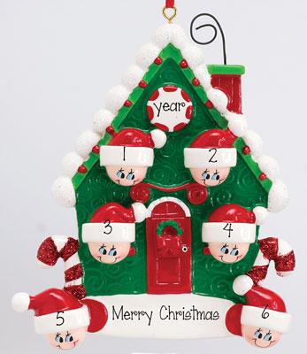 CANDY CANE HOUSE Family of 6~Personalized Christmas Ornament