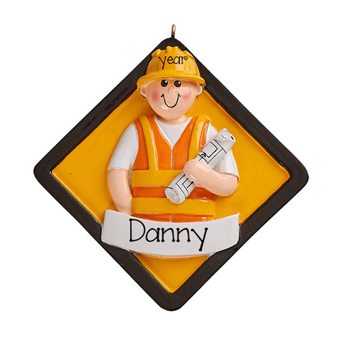 CONTRACTOR wearing a Hard Hat-Personalized Ornament
