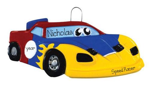 colorful RACE CAR Vrooooom-Personalized Christmas Ornament
