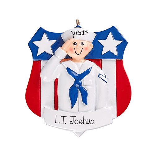 Military~NAVY SAILOR in Uniform~Personalized Christmas Ornament