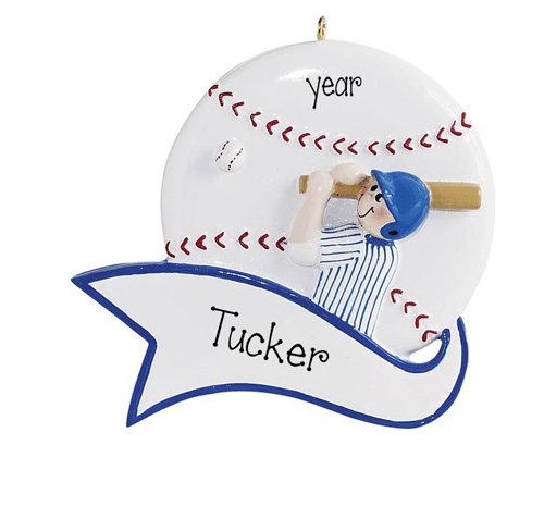 Male Baseball Player ~ Personalized Christmas Ornament
