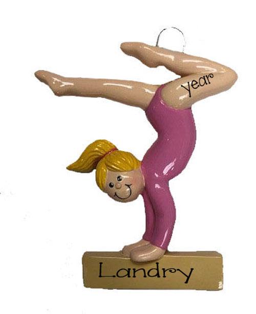Blonde Girl on Balance Beam~Gymnastics~Personalized Ornament