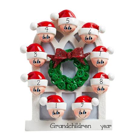 Up to 9 Grandkids-Around an Arched window~Personalized Ornament