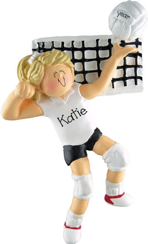Female Volleyball Player Blonde ~ Personalized Christmas Ornament