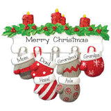 Family of 6 Mitten on Mantel Ornament, my personalized ornament
