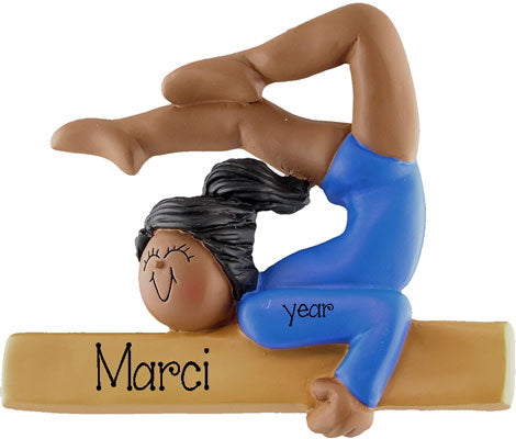 African American/Ethnic Gymnast Personalized Ornament