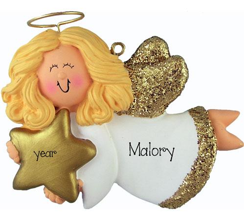 ANGEL Trimmed in Gold (Blonde) ~Personalized Ornament