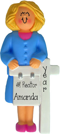 Blonde FEMALE REALTOR, MY PERSONALIZED ORNAMENTS, CHRISTMAS ORNAMENTS