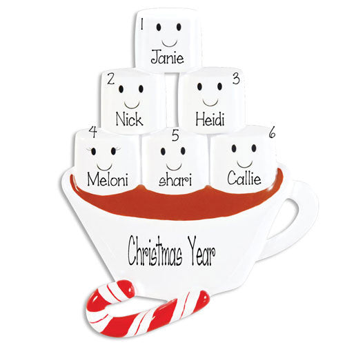 HOT CHOCOLATE~Family of 6 ~Personalized Christmas Ornament