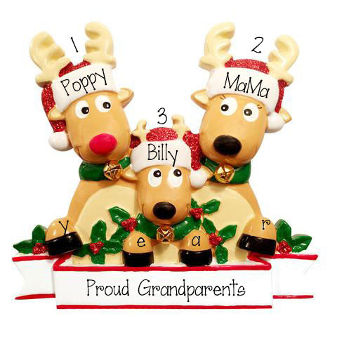Reindeer Proud New Grandparents~Personalized Christmas Ornament