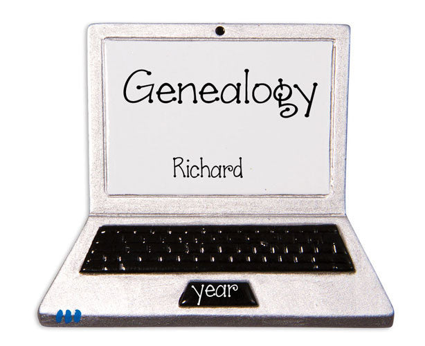 GENEALOGY / LAP TOP COMPUTER  - Personalized Ornament