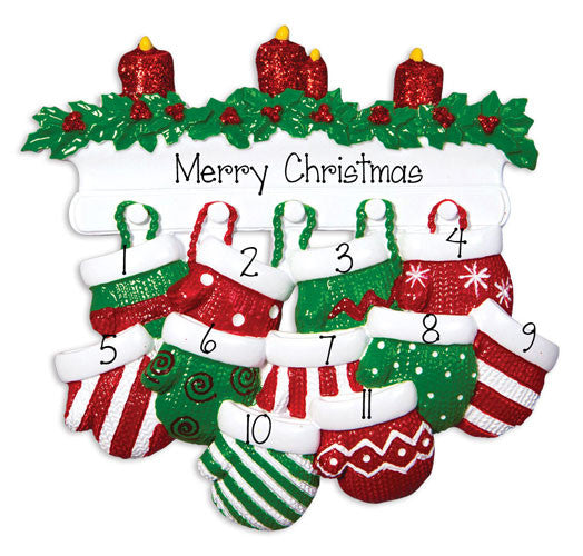 Family of 11~ Mittens~Personalized Christmas Ornament